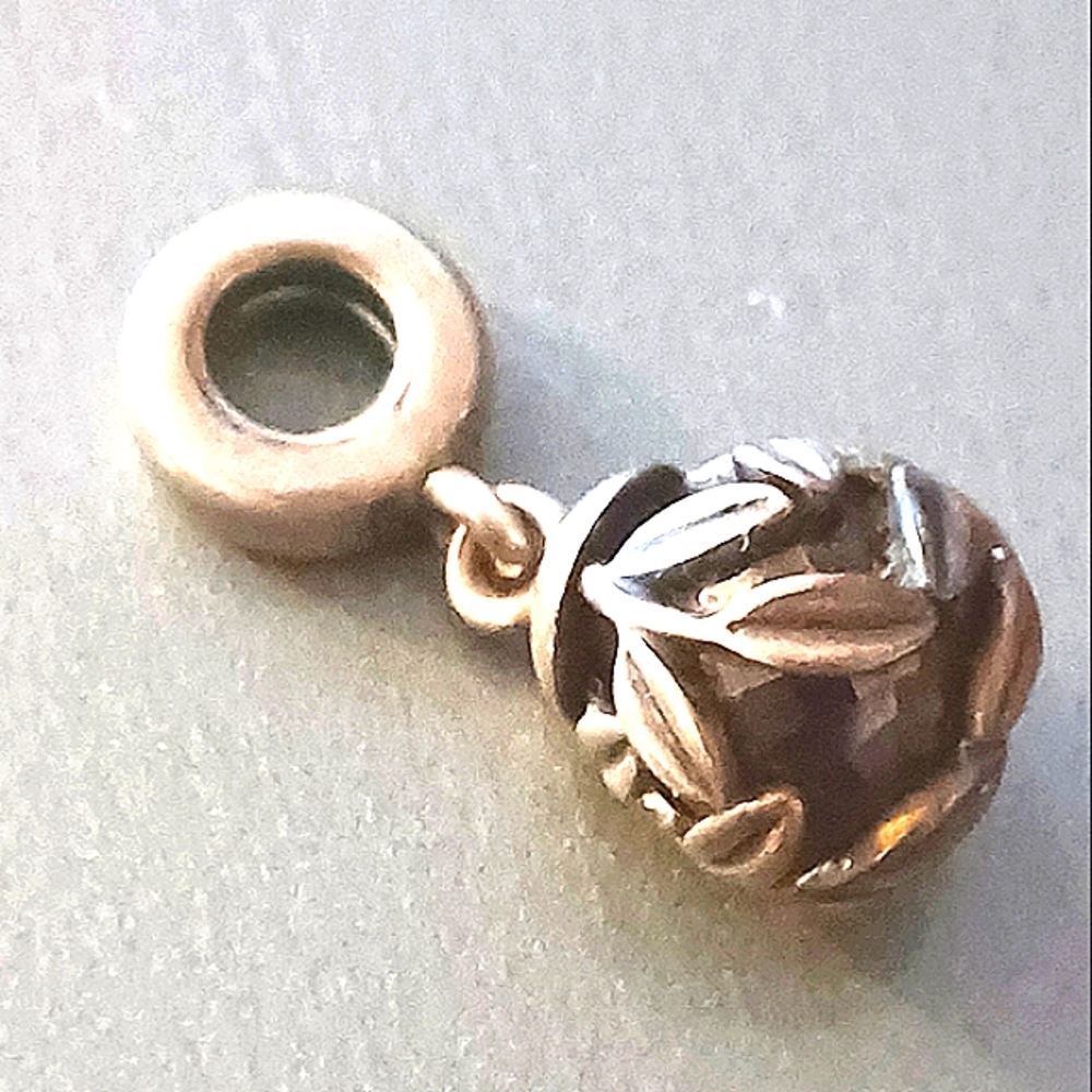 Pandora Laurel Leaves Golden Amber Dangle Charm